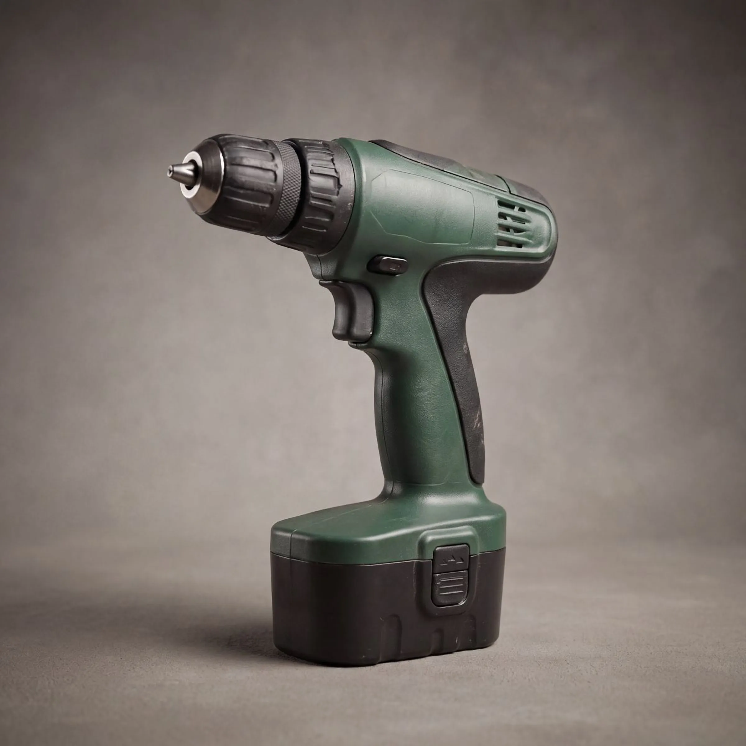 The same drill lit against a plain studio backdrop